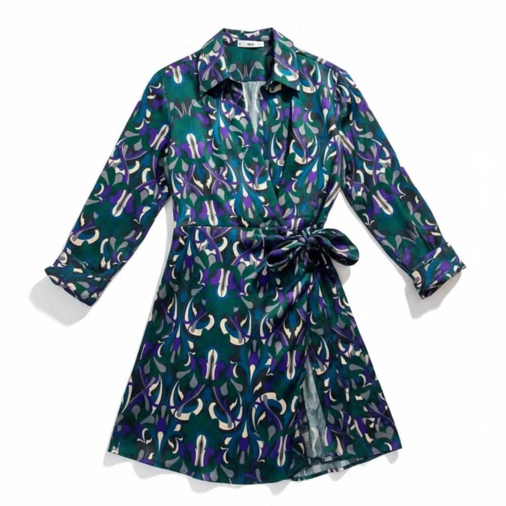MANGO Abstract Print Wrap Mini Dress - Picture 4 of 8